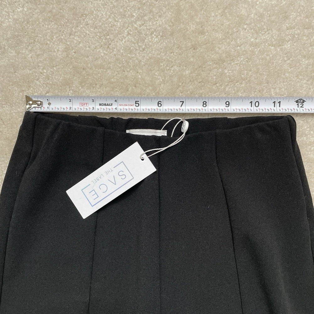 Sage The Label Front Slit Black Pants Women's XS  Stretch Split Hem NWT - Picture 2 of 11